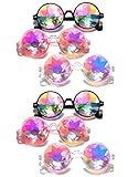 RuiJinGen Trippy Psychedelic Festivals Kaleidoscope Rainbow Sunglass Rave Goggle Glasses Prism Diffraction (M138 6pcs Mix color)