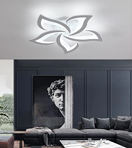 Meixisue Modern Led Flower Shape Ceiling Light Dimmable Flush Mount Ceiling Lights Fixture For Bedroom Dining Room Living Room 25.2” #TOP6