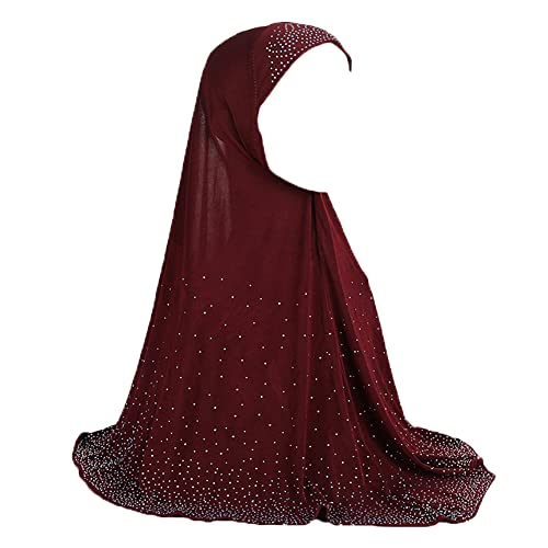 Women Bling Rhinestones Muslim Hijab Scarf Neck Cover Full Cover Long Turban Headscarf Wrap Scarves Headwear