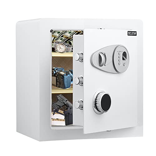 SECUSTAR Security Biometric Fingerprint Safe, Steel Lock Box Safe High-End Closet Safe for Home / Office / Hotel, Secure Handgun, Ammo,Documents, Jewelry, Medicine,Cigar and More Valuables.