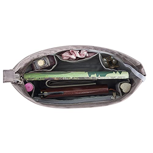 Vercord Premium Nylon Purse Organizer Tote Handbag Insert Organizers Bag In Bag Zipper 13 Pockets Grey Small #TOP4