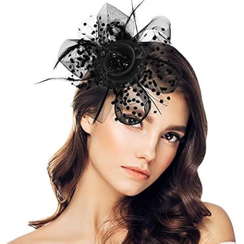 Diadema de Fiesta de té Vintage con Plumas Negras Cover