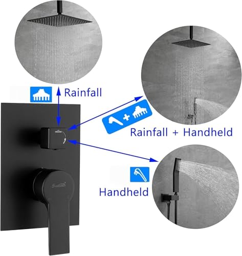 Douche de plafond 12 pouces combinée contre les variations de pression LWX - 5