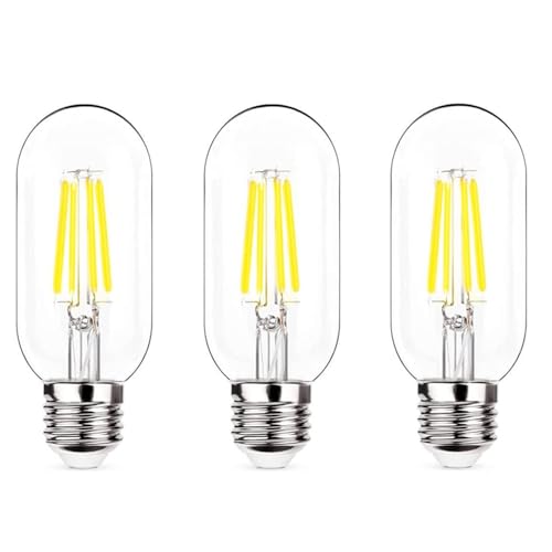 Image of NOTOC E26 LED Light Bulb 4W,Equivalent 40W,T14/T45 Tubular Light Bulb Non Dimmable 5000K Daylight White,Antique Clear Edison Filament Bulb,Pack of 3
