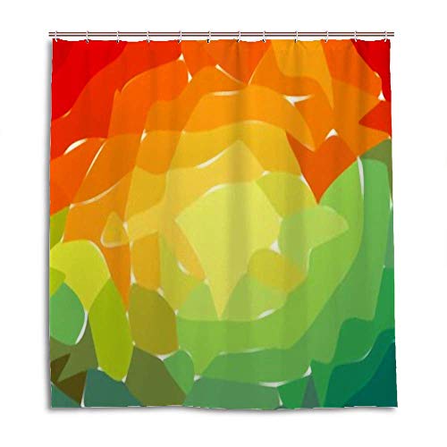 Rideau de douche lavable en machine imprimé paysage vert avec crochets baignoire polyester - 2