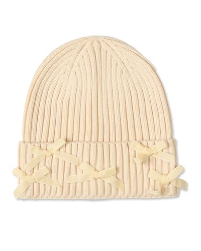 MeMoi Girls Ribbed All-Over Bows Rayon-Blend Cuffed Beanie3