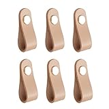 VIDELLY 6 Pieces Drawer Knob Pull Handle Leather Cabinet Drawer Pulls Mordern Cabinet Cupboard Knobs with Screws for Home Office Cabinet Drawer Handles Pulls Knob Replacement,(Flesh-Colored)