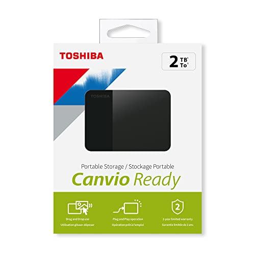 Image of Toshiba 2TB Canvio Ready - 2.5 inch Portable External Hard Drive with SuperSpeed USB 3.2 Gen 1, Compatible with Microsoft Windows 7, 8 and 10, Black (HDTP320EK3AA)