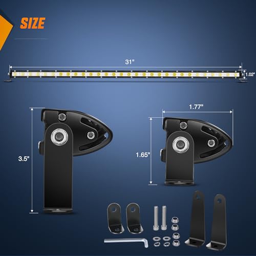 Nilight Single Row LED Light Bar Ultra-Slim Spot Flood Combo Light Bar 31 Inch 90W Fog Light Driving Light Work Light Roof Bumper Light for Offroad 4x4 Trucks Polaris SUV ATV UTV by Nilight - Used condition - Image 2