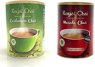 Royal Chai Cardamom Unsweetened 400g and Masala Unsweetened 400g - Premium Instant natural Tea