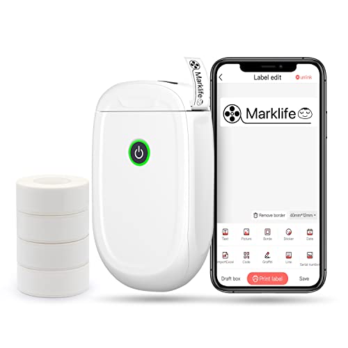 Marklife P11 Label Maker Machine With 4 Rolls Tape,Mini Thermal Wireless Inkless Sticker Printer Machine For Home Kitchen Office Organization #TOP11