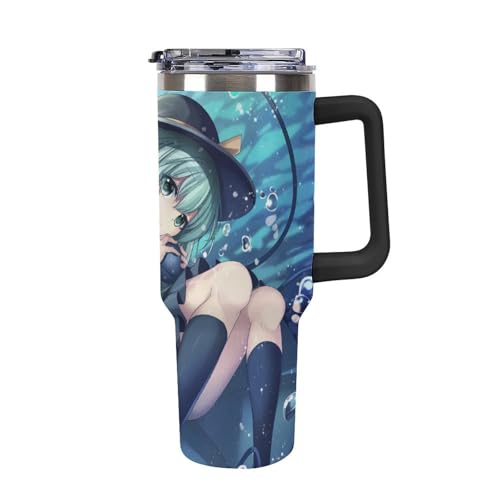 タンブラー 東方シリーズ 古明地こいし 水筒 40OZ 真空断熱 保温保冷 ステンレスマグボトル 結露しない ストロー付き/直飲み可能 洗いやすい ハンドル付き 車内用 アウトドア キャンプ 大容量