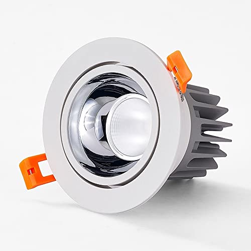 Foco LED, luz empotrada de Techo de Aluminio, luminaria LED Redonda con luz descendente, ángulo de iluminación Ajustable, bañadores de Pared de bajo Consumo para baño y Pasillo