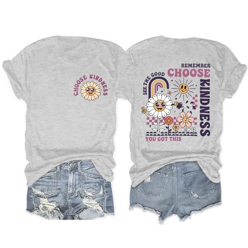 Image of Be Kind Womens T Shirts Cute Graphic Blessed Shirt Kindness Short Sleeve Tees Funny Inspirational T-Shirt Teacher Tops