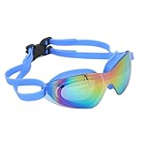 SPYMINNPOO Swimming Goggles, Anti Fog Silicagel Swim Glasses with PC Mirror Unisex Swimming Goggles (Blue