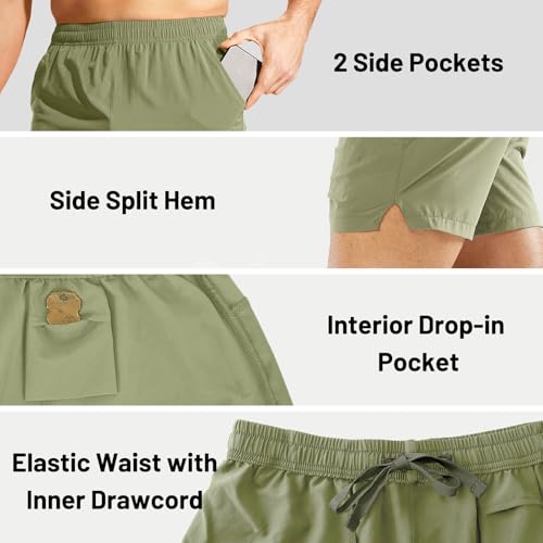 Image of MIER Men's Workout Running Shorts Lightweight Active 5 Inches Shorts with Pockets, Quick Dry, Breathable