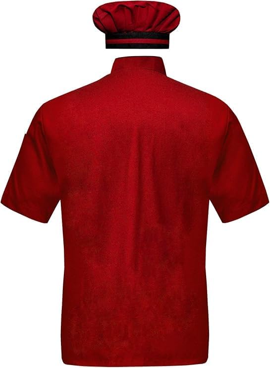 Men Chef Jacket Half Sleeves, 10 attractive Colors With Black Piping, Free Chef Cap