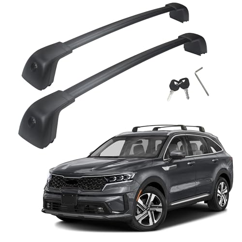 Autekcomma Roof Rack Cross Bars Compatible with 2021-2025 KIA Sorento & Sorento Hybrid with Flush Side Rails Anti-Corrosion Aluminum Black Matte with Anti-Theft Locks Max Loading Up to 260lb