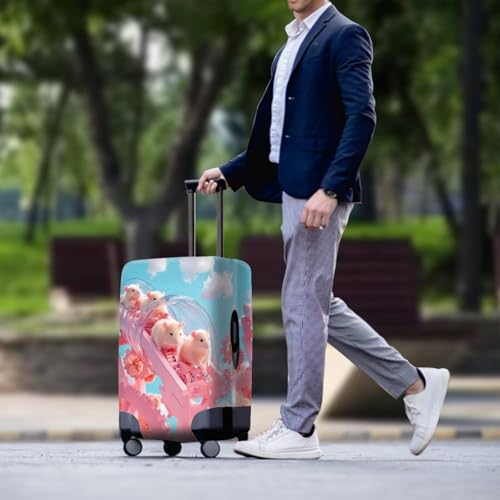 FOR U DESIGNS Pink Cartoon Guinea Pig Suitcase Protector Cover Elastic Anti-Scratch Luggage Sleeve 18-21 Inch Carryon Luggage for Travel Vacation Family Trips3