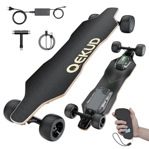 Qekud S3 Elektro-Skateboard für Erwachsene und Jugendliche, 1100W Motor 45 km/h Höchstgeschwindigkeit, Fernbedienung mit OLED mit Display