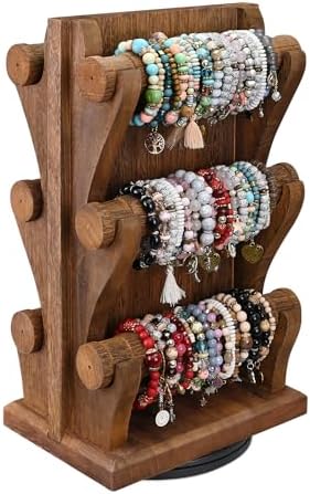 Amazon.com: Ikee Design Two-Sided Rotating Wooden Jewelry Bracelet ...