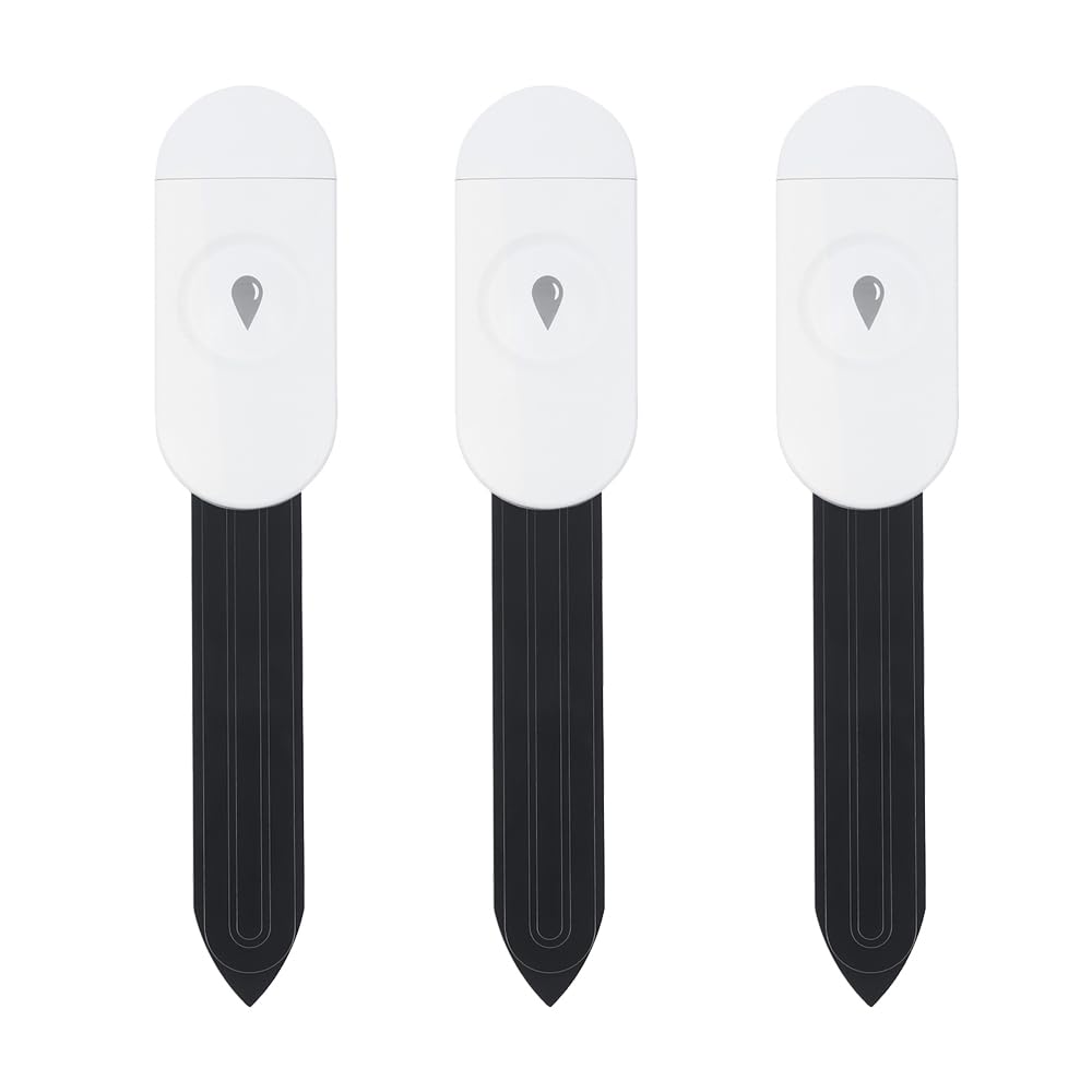 Haozee Sensor de Humedad del Suelo Inteligente, Paquete de 3, Se Requiere Concentrador Zigbee | Sensor capacitivo, medidor de humedad/temperatura para plantar jardín, compatible con Home Assistant Zigbee2mqtt