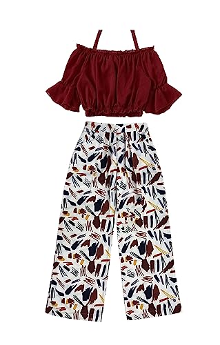 Girl’s Designer Wear Crop Top and Palazzo Set (Red) Girl’s Designer Wear Crop Top and Palazzo Set (Red)