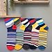 HFZBBBL Men's Colourful Striped Crew Socks 5-Pack – Soft Cotton, Breathable, Ideal Gift