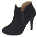 Bella Marie Kendall-10 Women's Soft Round Toe Elastic Cut Out Stiletto Booties,Black,7