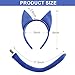 Neujiwo Blue Cat Ears Headband and Tail Set Plush Adult Halloween Cat Costume Accessories for Pete