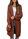 Dokotoo Womens Plus Size Open Front Long Sleeve Winter Casual Solid Color Cozy Chunky Fall Cardigans Sweaters for Women Knit Coats Jackets Orange XX-Large