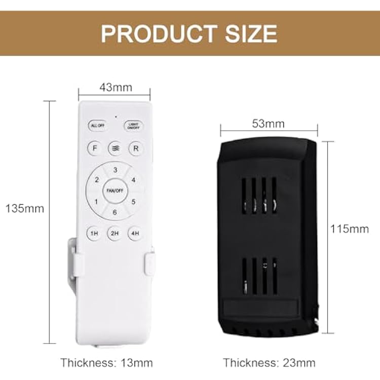 Ceiling Fan Remote Control Kit with Light Receiver Controller, 6-Speed Adjustable, Long Range Transmission, High Voltage Compatible 90-265V