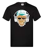 T-Shirt - AFFE Hipster Dj Kopfhörer - Tshirt für Herren und Männer