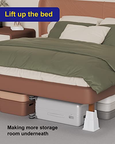 Nachell Adjustable Bed Furniture Risers 8 Pack Bed Lift Risers Elevation In Heights 3, 5 Or 8 Inches Heavy Duty For Caster Wheels Or Posts Of Bed Table Couch, Support Up To 2500 Lbs. (White) #TOP1