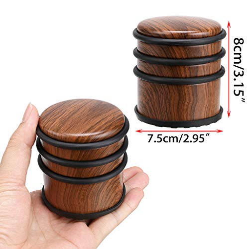 Sumnacon Heavy Duty Floor Door Stopper No Drill, Durability Stainless Steel Door Stops With Anti-Skid Rubber- Contemporary Decorative Safety Door Wedge For Home Office Commercial Industrial, Woodgrain #TOP1