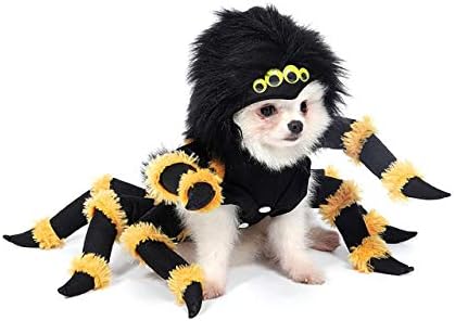 Yoption Spider Dog Costumes, Funny Pet Halloween Christmas Cosplay Dress Outwear Coat Apparel Hoodie (L)
