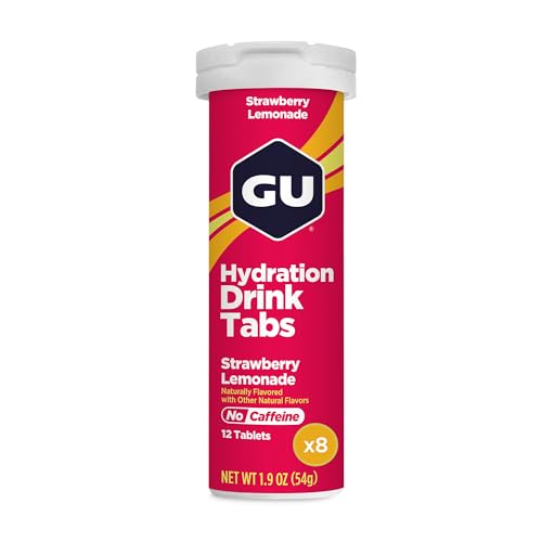 Image of GU Energy Hydration Electrolyte Drink Tablets, Enhanced Endurance Sports Drink for Running, Cycling, Triathlon, Strawberry Lemonade, 8-Count (96 Servings)