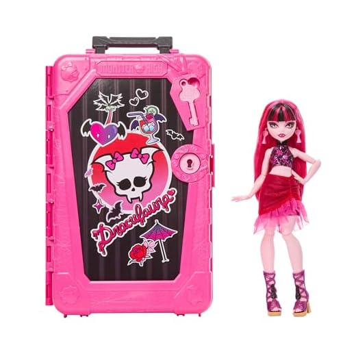 Monster High Skulltimate Secrets Draculaura-Puppe und Zubehörset, Destination: Gore-geous Oasis mit Koffer und über 19 Zubehörteilen wie Kleidung, JDR50