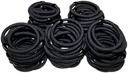 Syleia Pack of 100 Classic Round Hair Ties Elastics 4mm Thick No Damage No Metal Superior Hold for All Hair Types Durable Strong
