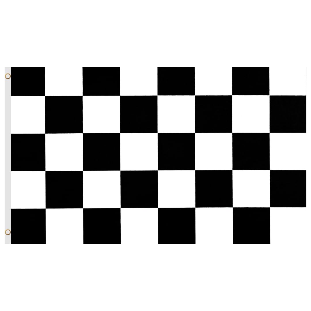 Second Ave Black & White Chequered Flag 5ft X 3ft Large With Brass Eyelets F1 Formula 1 Racing Car Finish Line Banner Flag