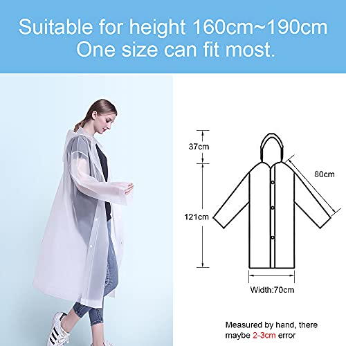 Vicloon Regenponcho, 2 Stück Regenponcho Festival Einweg, Unisex Wiederverwendbar Transparent Regenmantel, PEVA Tragbarer Wasserdicht Regencape, für Reisen, Wandern, Radfahren & Camping