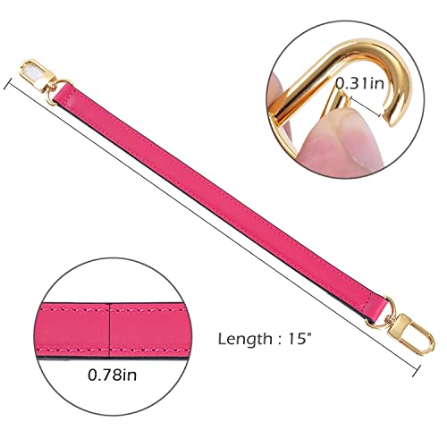 Image of Genuine Leather Plain Strap Replacement Top Handle Leather Strap for Handbag (Rose, 14.5 in)