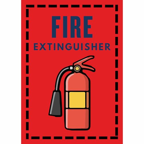 Image of Fire Extinguisher Sign Board Sticker 29 x 20 CM | Self Adhesive Safety Sign | Waterproof Coated Print | Pre-Drilled Holes | Wall Mount & Peel Stick | Pack of 1 (Fire Extinguisher, A4 - Medium - 1 Piece)