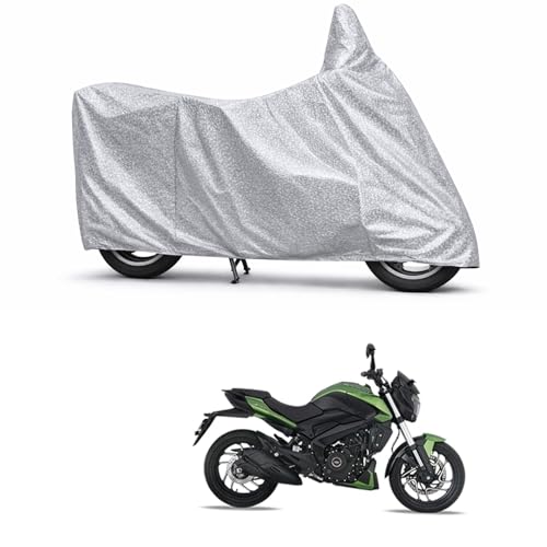 Image of 100% Waterproof Two Wheeler Body Cover Multi Layered Fabric Designed for Bajaj Dominar 400 | Belt Buckle Lock | Silver Mag