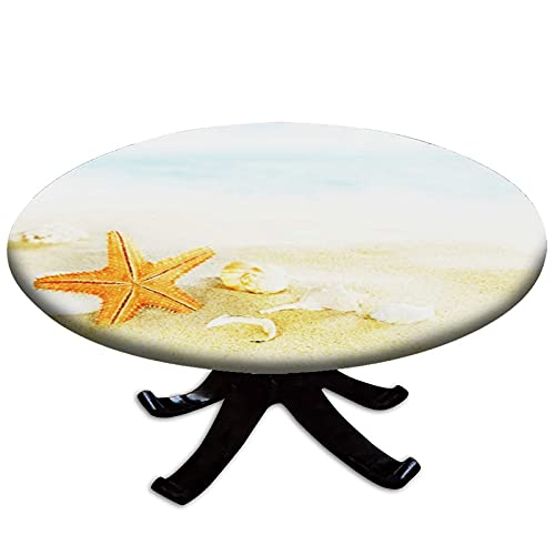 Igoga Sports NY104-0625ZB4-04 Ocean Animal Theme Starfish Elastic Edge Table Cover Round cover