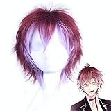 TLSD Sakamaki Ayato Anime Diabolik Lovers Cosplay Costume Short Red Purple Mix Hair for Men Boys Halloween Party Synthetic Wigs