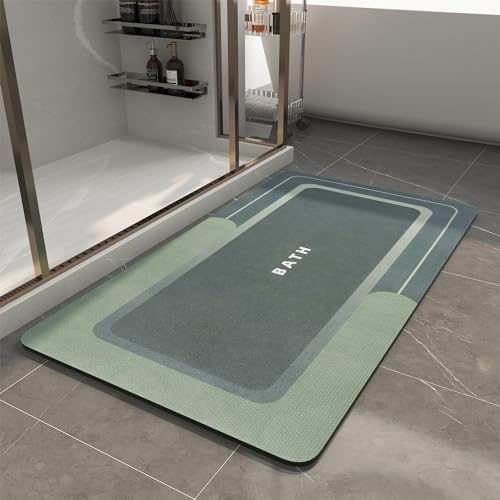 Image of MontVoo-Bath Mat-Bath Mat Rug Non Slip Super Absorbent Stain Resistant Quick Dry Thin Bathroom Rug-Bath Mats for Bathroom Floor Bathtub Vanity-Bathmat Bath Rug Easy Care 17 inchx35 inch Green