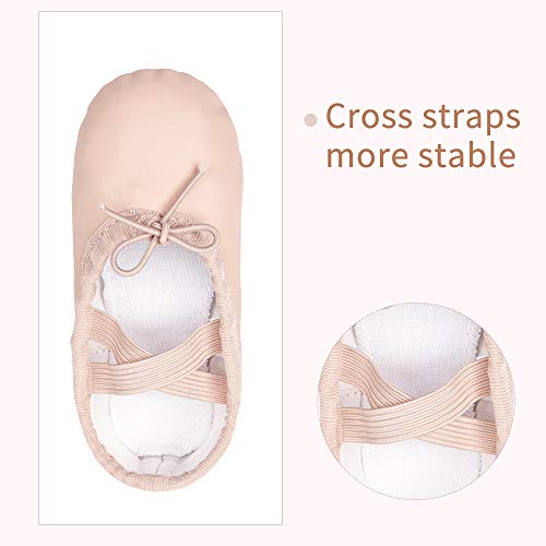 Stelle Ballet Shoes For Girls Toddler Ballet Slippers Soft Leather Boys Dance Shoes For Toddler/Little Kid/Big Kid(Ballet Pink,With Lace, 6Mt) #TOP2