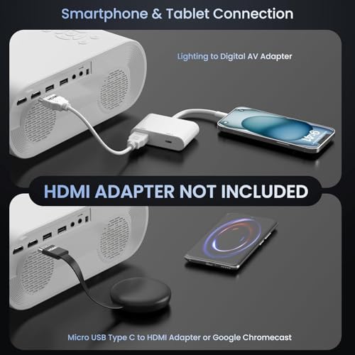 HOMPOW Projector, Native 1080P Full HD Bluetooth Projector with Speaker の商品画像 2