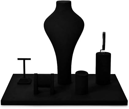 HBJWOV Black Resin Jewelry Display Prop With Microfiber Set Necklace Display Bust Watch Display Rack For Shop Cabinet